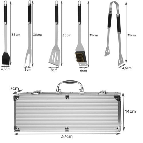 Ustensiles de barbecue - Ensemble de 5 accessoires + étui