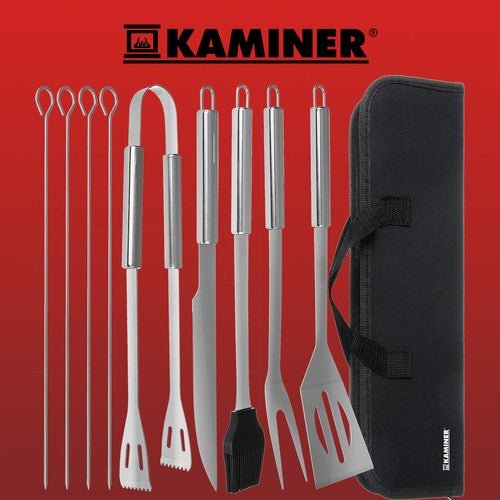 Utensili per barbecue BBQ - set di 9 accessori + custodia