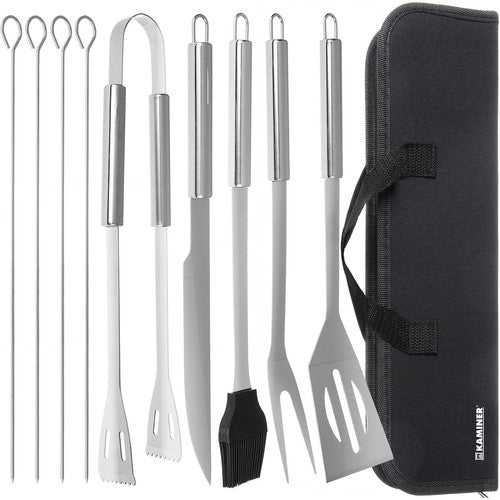 Utensili per barbecue BBQ - set di 9 accessori + custodia