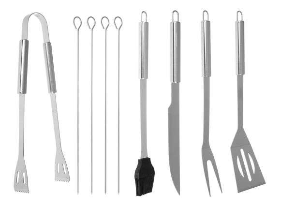 Utensili per barbecue BBQ - set di 9 accessori + custodia