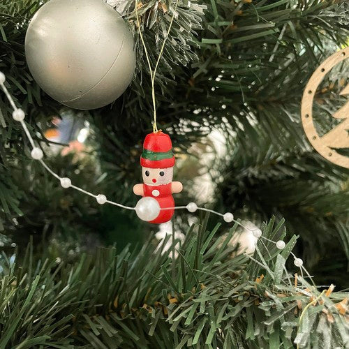 Palline e Ciondoli per Albero di Natale – Set 10 Pezzi in Legno Rosso