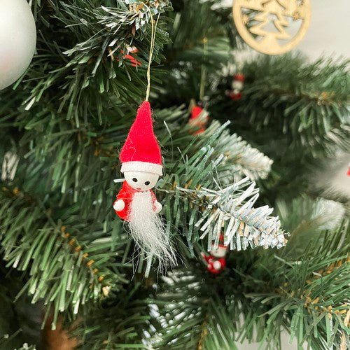 Palline e Ciondoli per Albero di Natale – Set 10 Pezzi in Legno Rosso
