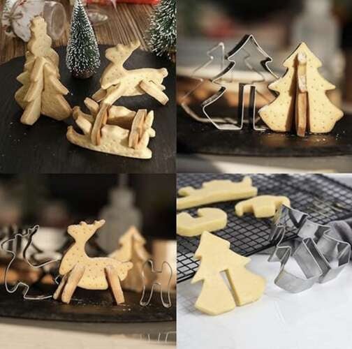 Set 8 tagliabiscotti natalizi 3D in acciaio inossidabile