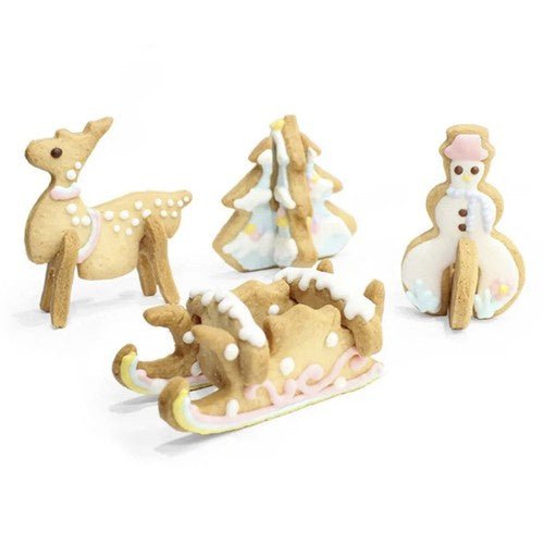 Set 8 tagliabiscotti natalizi 3D in acciaio inossidabile