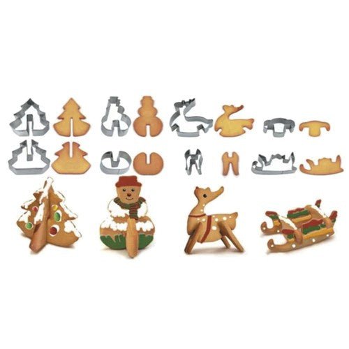 Set 8 tagliabiscotti natalizi 3D in acciaio inossidabile