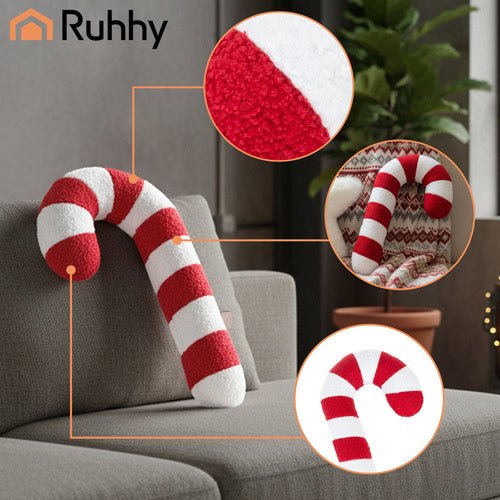 Decorazione Natalizia Ruhha – Cuscino “Candy Cane” Rosso e Bianco