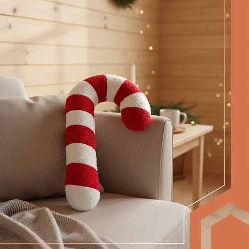 Decorazione Natalizia Ruhha – Cuscino “Candy Cane” Rosso e Bianco