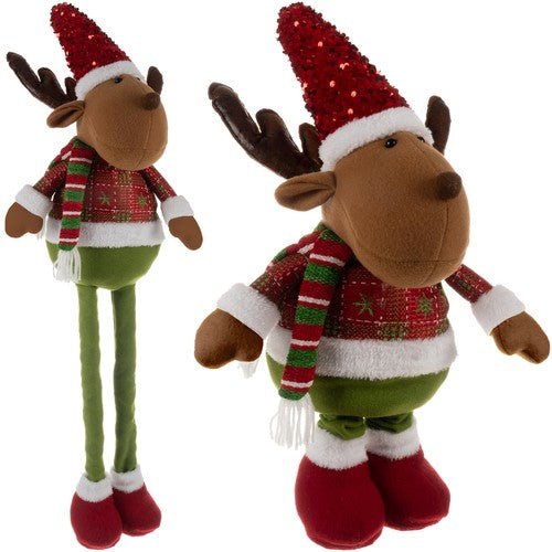 Renne de Noël avec pattes télescopiques 62-95 cm, décoration de Noël, nouveauté 2023