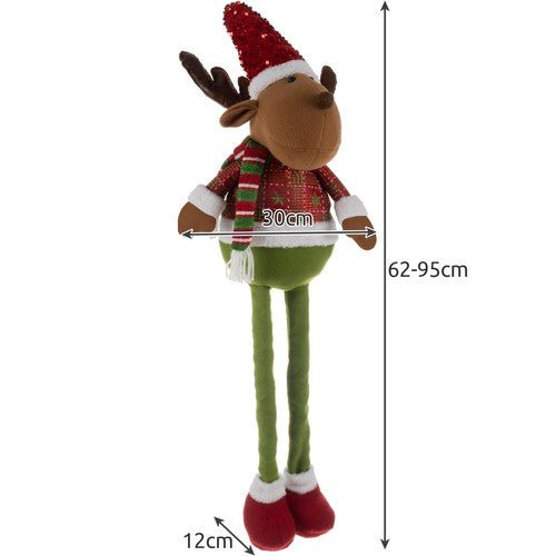 Renne de Noël avec pattes télescopiques 62-95 cm, décoration de Noël, nouveauté 2023