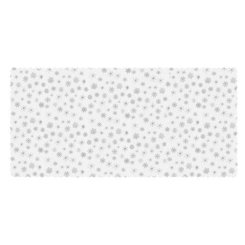Tovaglia natalizia bianca e argento con fiocchi di neve 260x140cm e 180x140cm