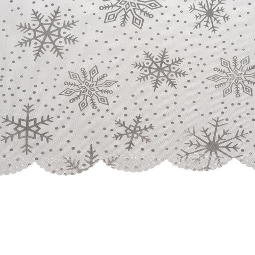 Tovaglia natalizia bianca e argento con fiocchi di neve 260x140cm e 180x140cm