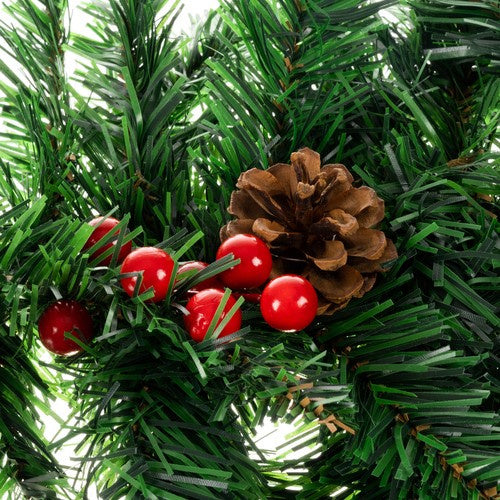 Ghirlanda per Albero di Natale 1m Ruhhy – Decorazione Natalizia con Pigne e Palline Rosse, Flessibile e Realistica