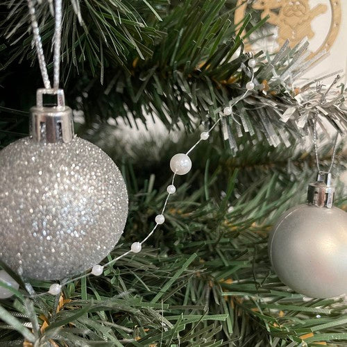 Ghirlanda per Albero di Natale Ruhhy 5 m – Catena di Perle Bianche Decorative,