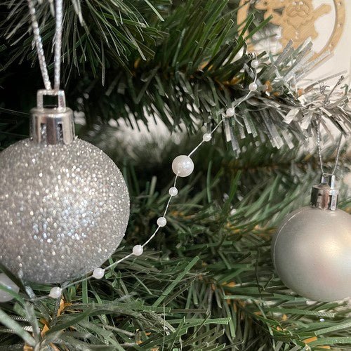 Ghirlanda per Albero di Natale Ruhhy 5 m – Catena di Perle Bianche Decorative,