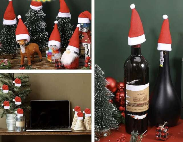 Portaposate Cappello di Babbo Natale Ruhhy Set da 12 Pezzi Rosso e Bianco