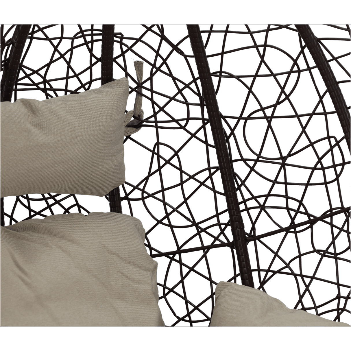 Poltrona sospesa Garden Line marrone in technorattan con cuscino beige