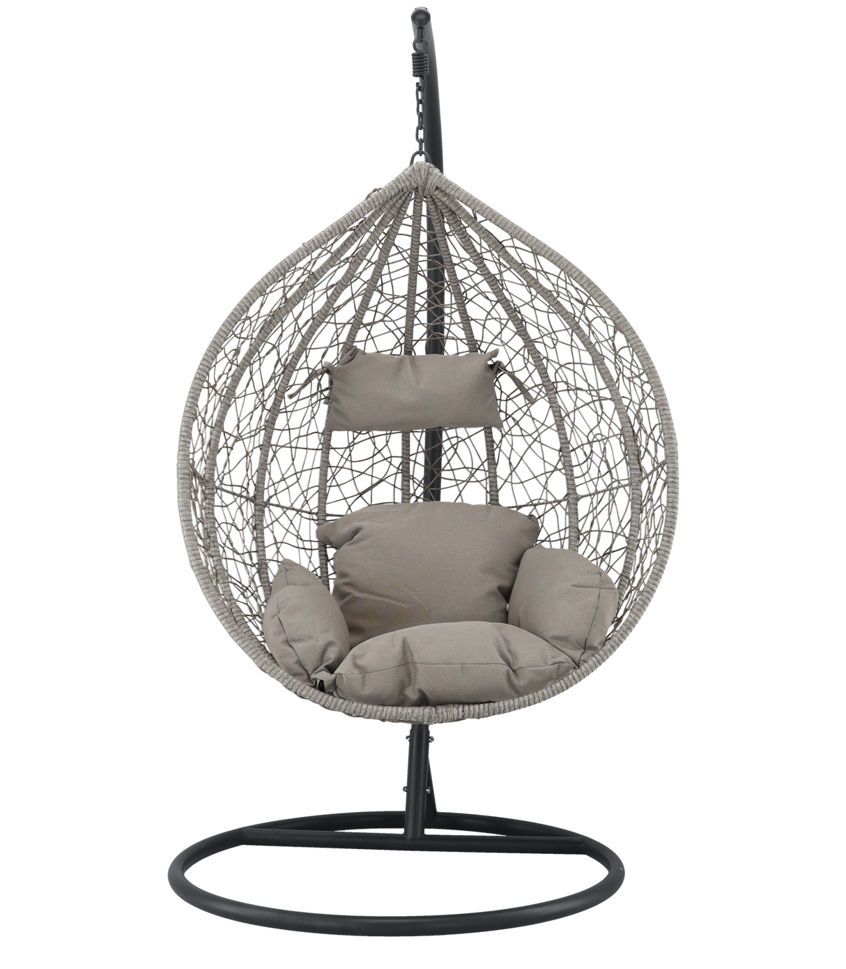 Poltrona sospesa Garden Line grigio chiaro in technorattan con cuscino grigio