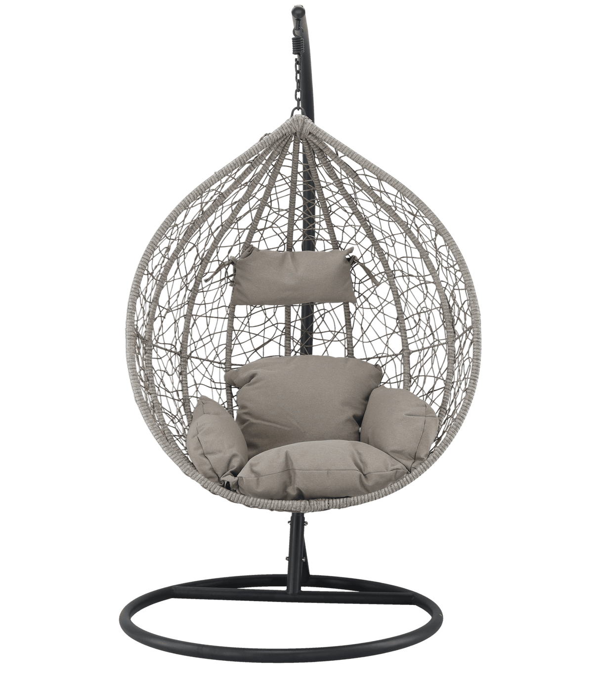 Poltrona sospesa Garden Line grigio chiaro in technorattan con cuscino grigio