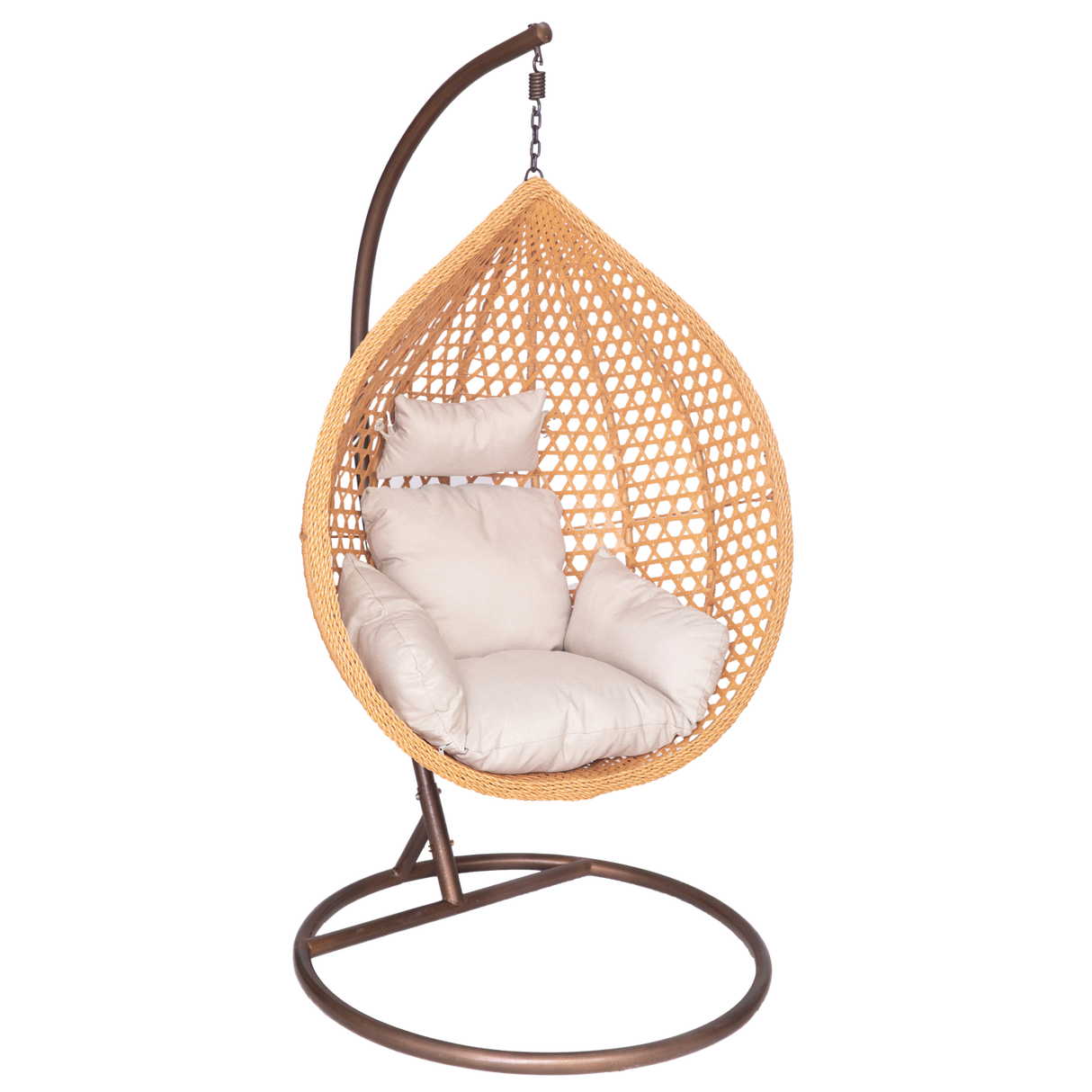 Poltrona Sospesa Garden Line Naturale Technorattan Cuscino Beige 150kg