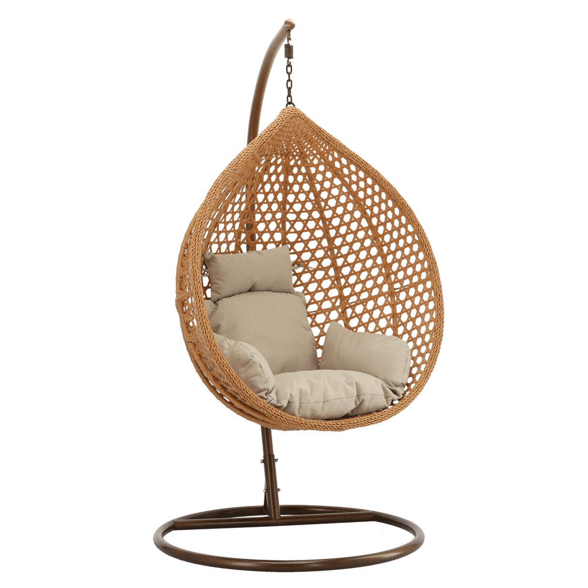 Poltrona sospesa Garden Line naturale in technorattan con cuscino beige