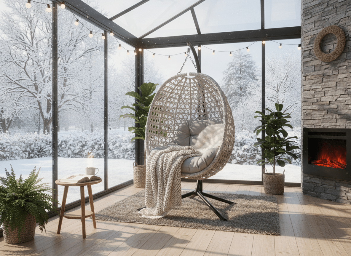 Poltrona sospesa pieghevole Drim Garden Line grigia con cuscino grigio
