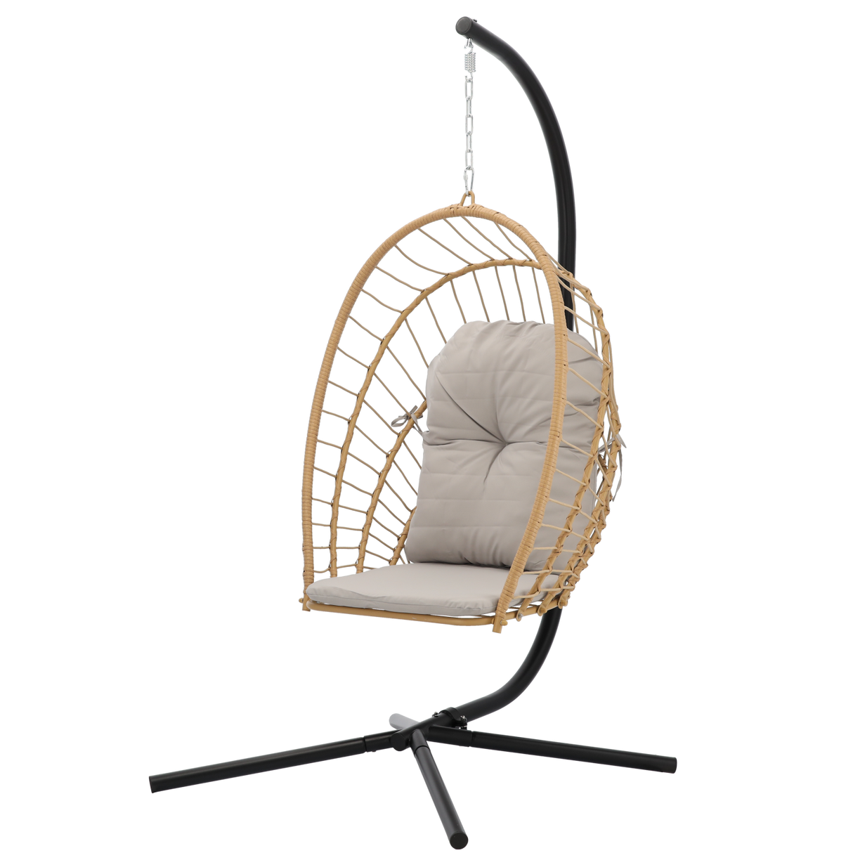Poltrona Sospesa Pieghevole Eris Garden Line Marrone Cuscino Grigio 140kg