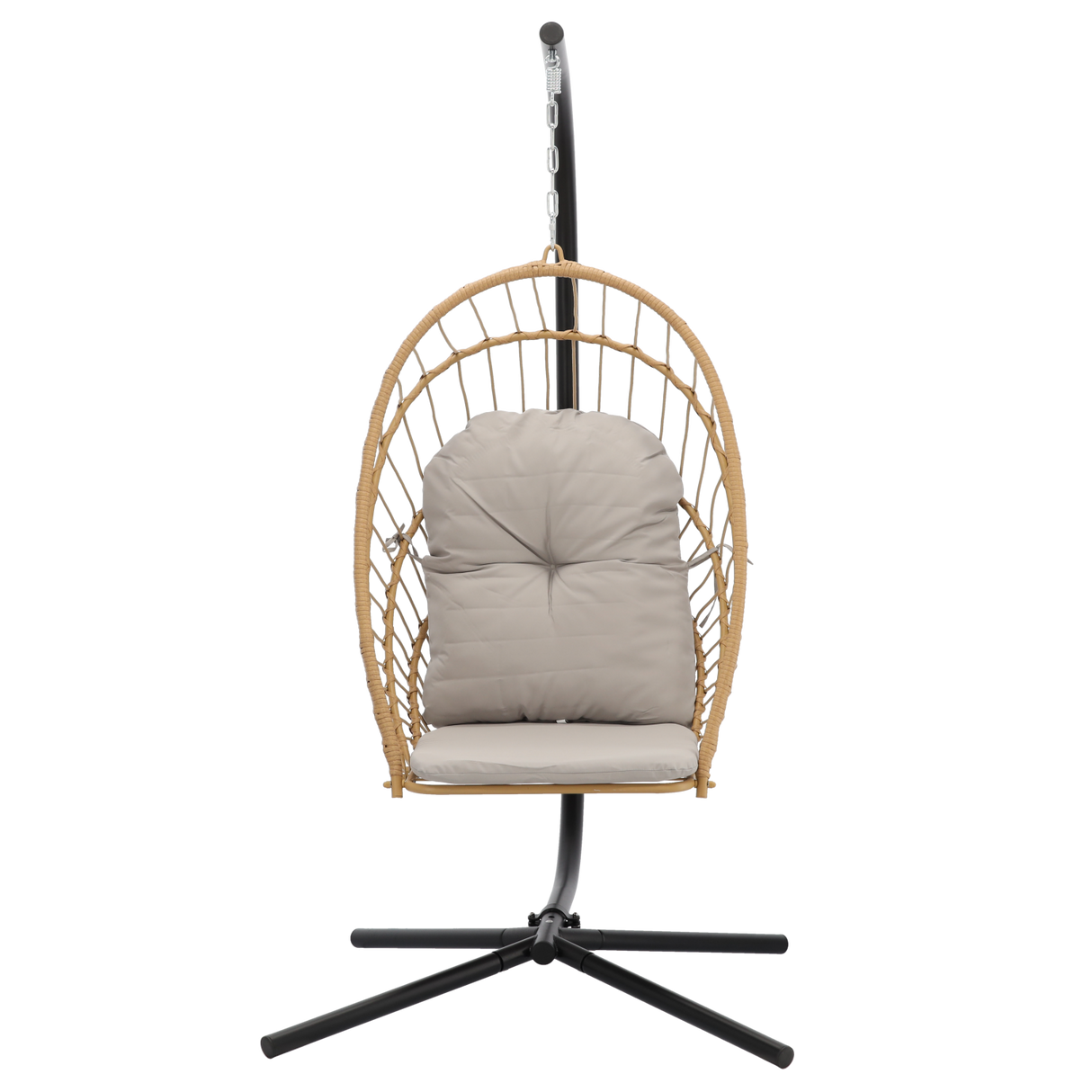 Poltrona Sospesa Pieghevole Eris Garden Line Marrone Cuscino Grigio 140kg