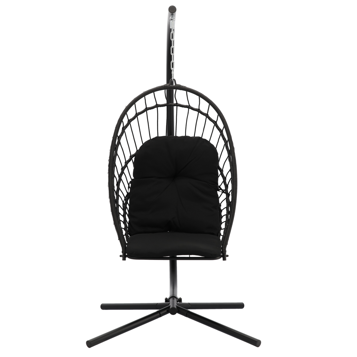 Poltrona Sospesa Pieghevole Eris Garden Line Nera Cuscino Nero 140kg