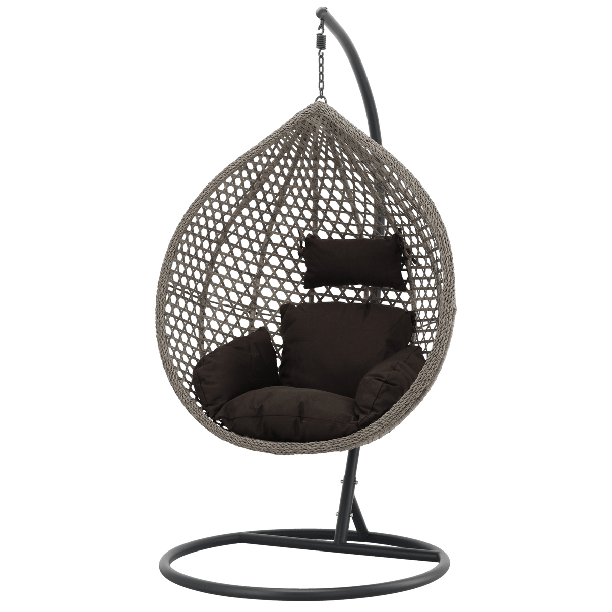 Poltrona sospesa Garden Line grigia in technorattan con telaio grigio scuro