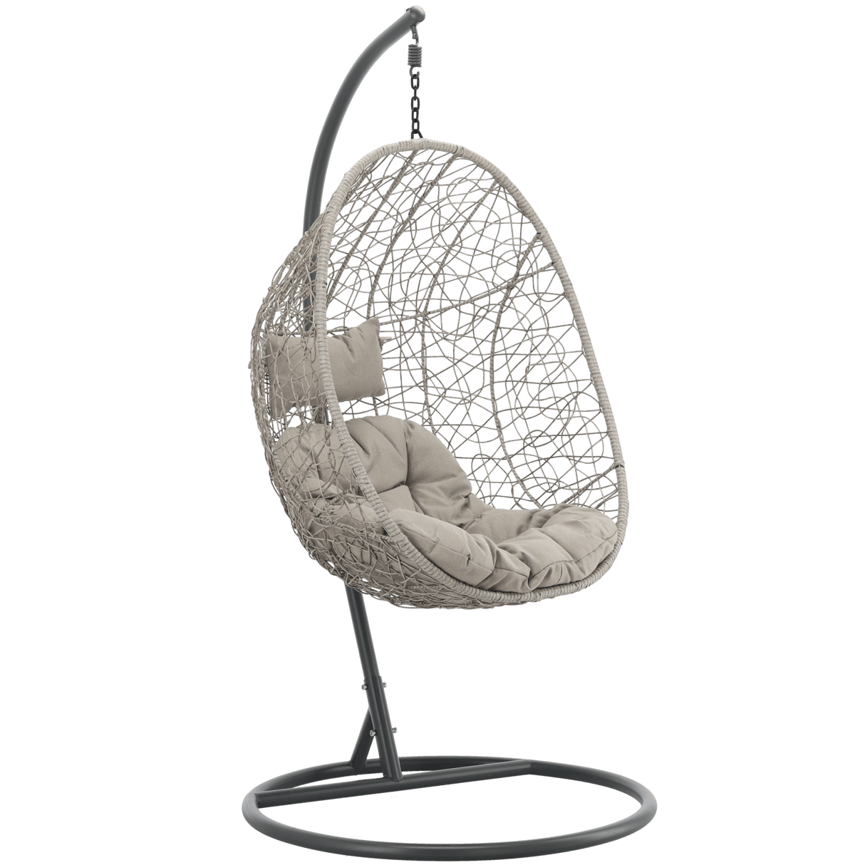 Poltrona sospesa Garden Line grigia in technorattan con cuscino grigio
