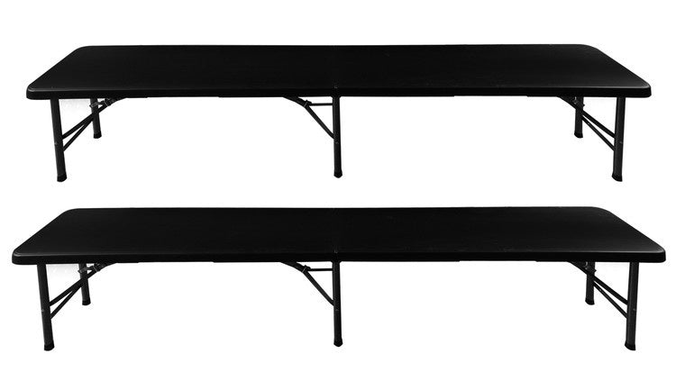 Set Tavolo Giardino Pieghevole 180cm + 2 Panche Nero