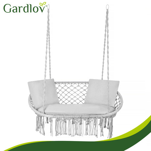 Altalena Doppia da Giardino con Cuscino Grigio o Crema – Relax Outdoor Comfort