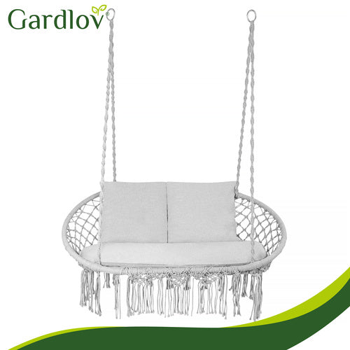 Altalena Doppia da Giardino con Cuscino Grigio o Crema – Relax Outdoor Comfort
