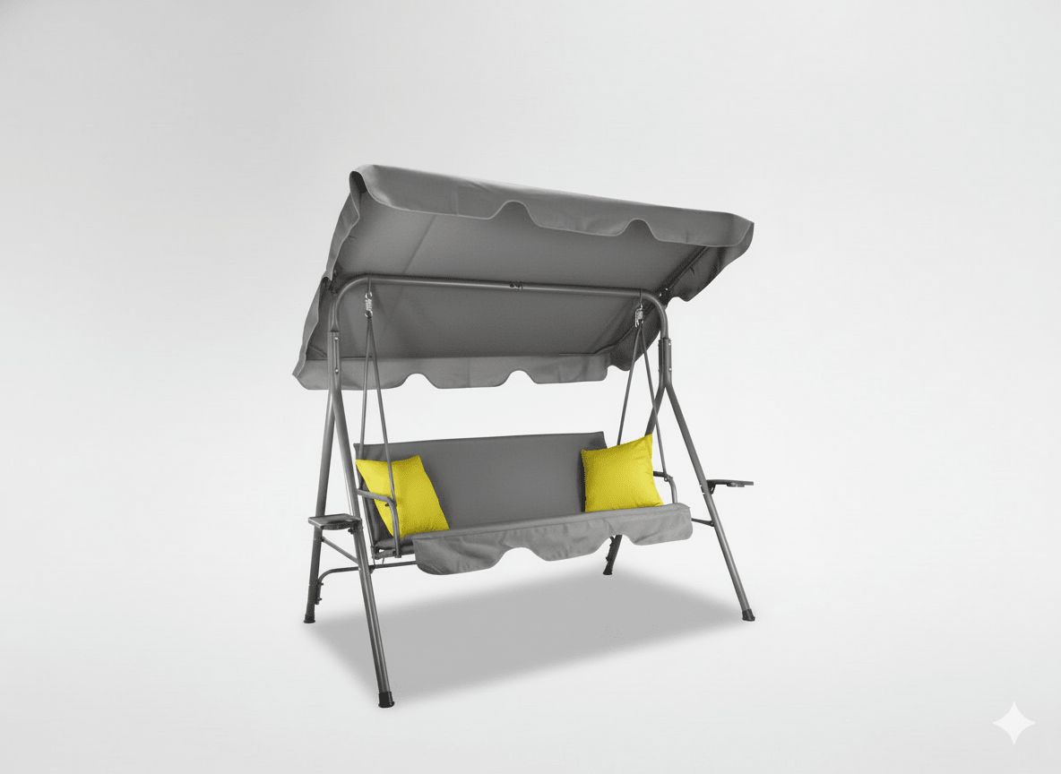Dondolo da giardino Garden Line 3 posti grigio lime con tettuccio