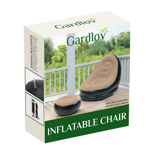 Poltrona gonfiabile da giardino con poggiapiedi – effetto velluto, max 120 kg