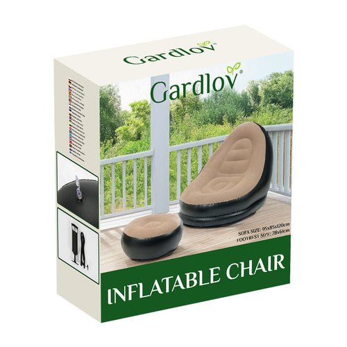 Poltrona gonfiabile da giardino con poggiapiedi – effetto velluto, max 120 kg