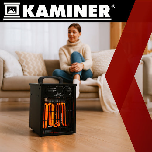 Termoventilatore elettrico 3000W con termostato IPX4 – riscalda fino a 30 m²
