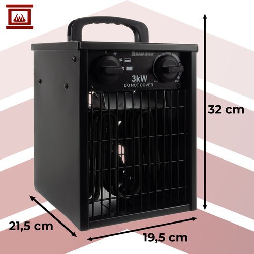 Termoventilatore elettrico 3000W con termostato IPX4 – riscalda fino a 30 m²