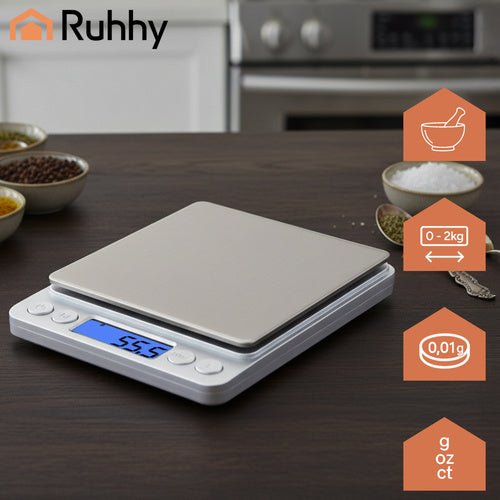Bilancia da cucina digitale Ruhhy Precisione 0,1g fino a 2 kg ciotole comprese
