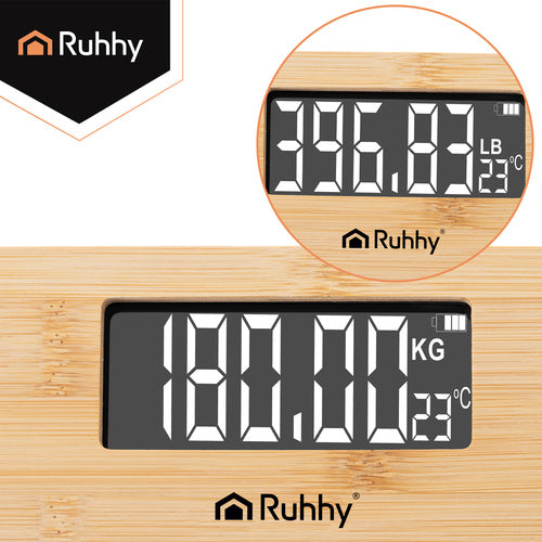 Bilancia pesapersone digitale in bambù con display LCD – max 180 kg, spegnimento automatico