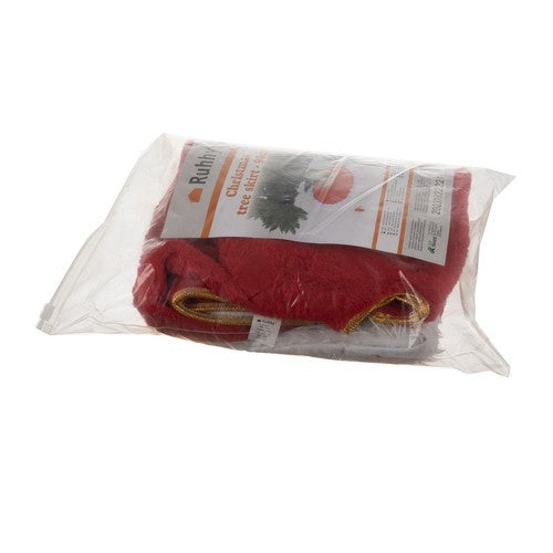 Tappeto sotto l’Albero di Natale Ruhhy 90 cm Morbido in Peluche Rosso Bianco e Oro