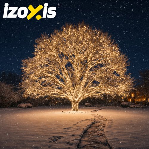 Luci di Natale IZOXIS 500 LED – 35 m, Giallo Caldo, IP44, 8 Modalità + Flash – Per Esterni e Interni