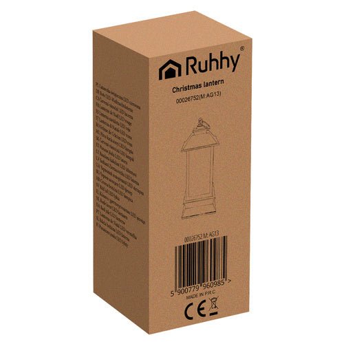 Lanterna Natalizia a LED Decorazione in Grigio, Bianco e Rosso con Luce Calda