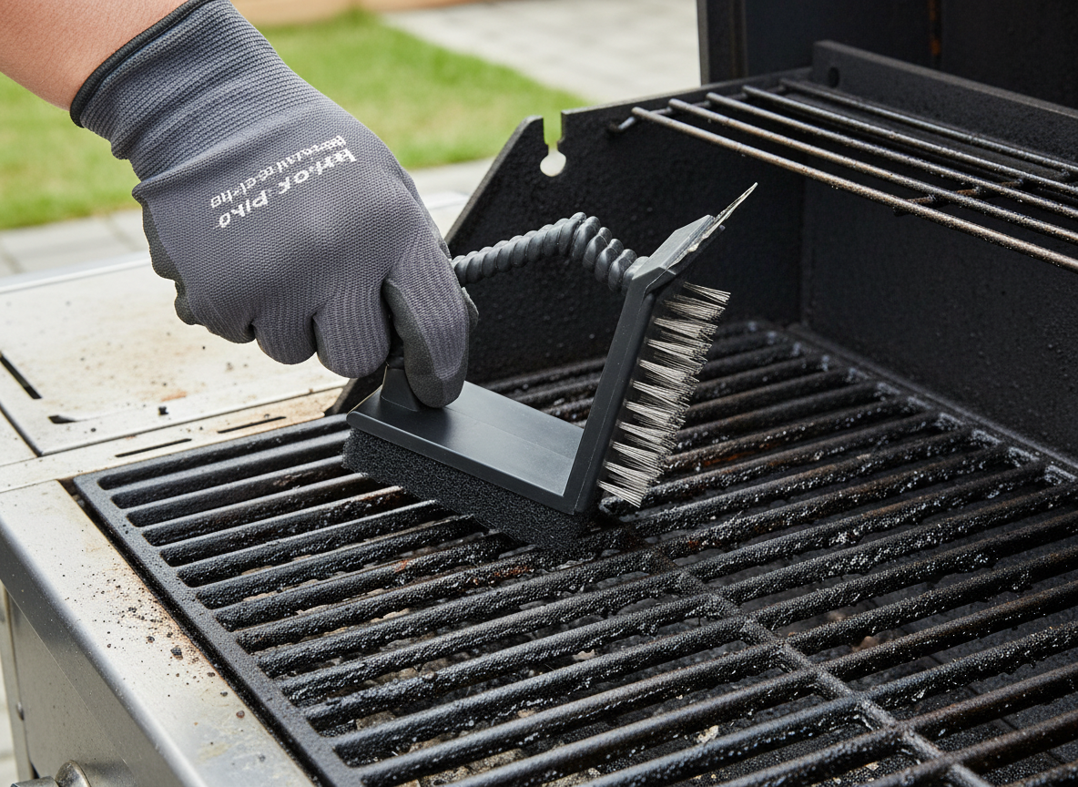 Spazzola Raschietto per Griglia BBQ Meeting 3 in 1 con Spugna
