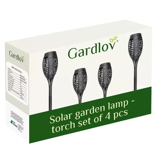 Lampade solari da giardino effetto fiamma set 4 pezzi Gardlov