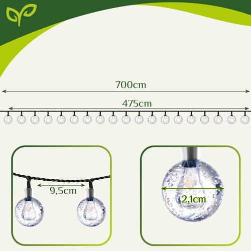 Ghirlanda solare Gardlov 7 m 50 LED luce calda IP65