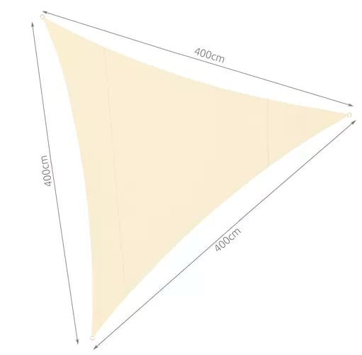 Vela ombreggiante triangolare 4×4×4 m – poliestere 180 g/m², beige, anelli in acciaio inox