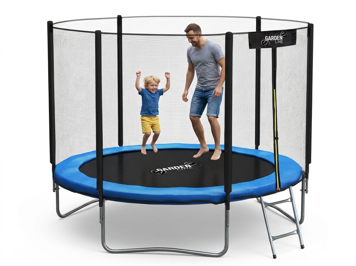 Trampolino da Giardino 312cm Garden Line Con Rete e Scaletta 54 Molle CE GS