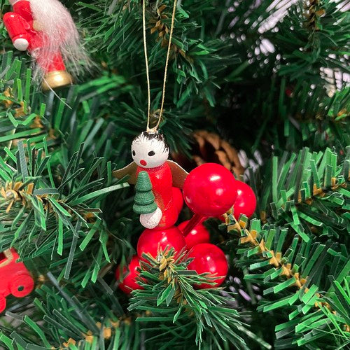 Palle di Legno per Albero di Natale – Set 30 Pezzi con Decorazioni Natalizie in Legno Rosso, Resistenti e Naturali