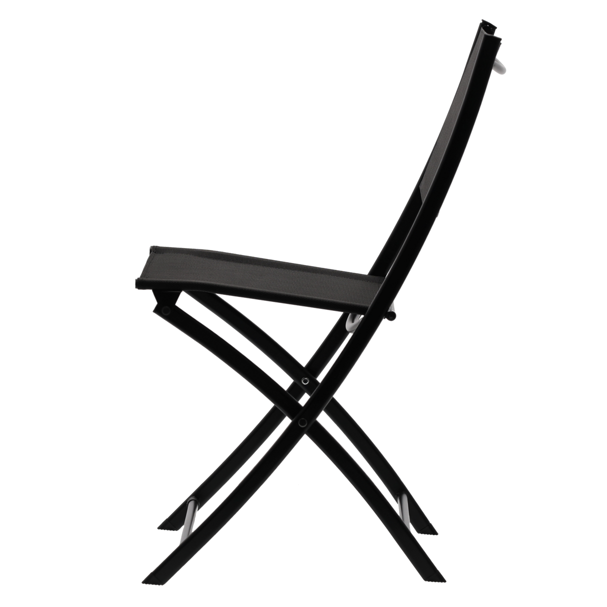Set Mobili da Balcone Nero Tavolo + 2 Sedie Pieghevoli